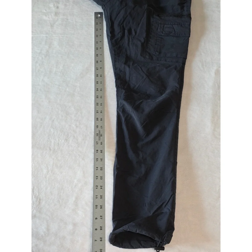 PacSun Mens Slim Fit Cargo Pants Black Gray Elastic Waist Drawstring Size Medium